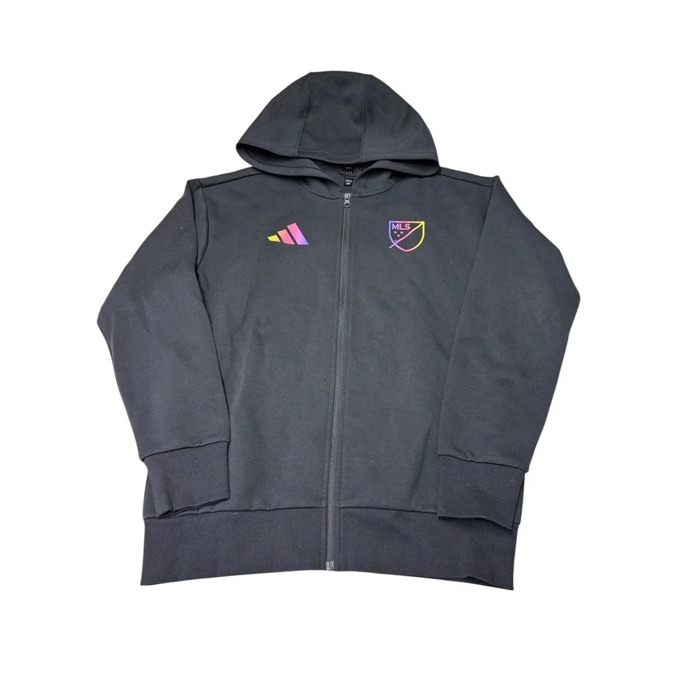 Adidas MLS All Star Full Zip Hoodie Mens Medium Black Gradient Rainbow Logo